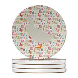WDK2705RCS4 4 x 4 in. Unisex American Pekin Duck Christmas Large Sandstone Coasters - Pack of 4