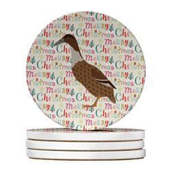 4 x 4 in. Unisex Dutch Hook Bill Duck Christmas Large Sandstone Coasters - Pack of 4