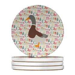 WDK2708RCS4 4 x 4 in. Unisex Saxony Sachsenente Duck Christmas Large Sandstone Coasters - Pack of 4