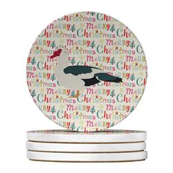 WDK2709RCS4 4 x 4 in. Unisex Muscovy Duck Christmas Large Sandstone Coasters - Pack of 4