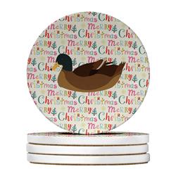 WDK2711RCS4 4 x 4 in. Unisex Khaki Campbell Duck Christmas Large Sandstone Coasters - Pack of 4