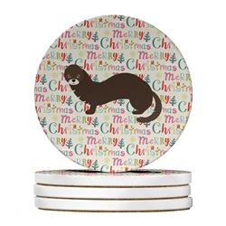 WDK2713RCS4 4 x 4 in. Unisex Russian or European Mink Christmas Large Sandstone Coasters - Pack of 4