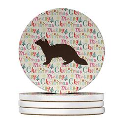 WDK2714RCS4 4 x 4 in. Unisex Sable Marten Christmas Large Sandstone Coasters - Pack of 4