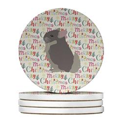 WDK2837RCS4 4 x 4 in. Unisex Beige Wellman Chinchilla Christmas Large Sandstone Coasters - Pack of 4