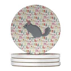 WDK2840RCS4 4 x 4 in. Unisex Foggy Chinchilla Christmas Large Sandstone Coasters - Pack of 4