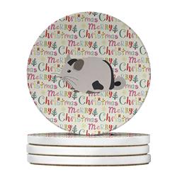 WDK2841RCS4 4 x 4 in. Unisex Mosaic Chinchilla Christmas Large Sandstone Coasters - Pack of 4