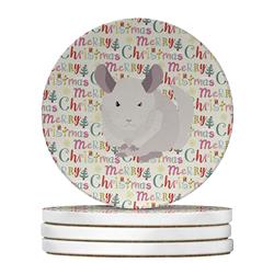 WDK2843RCS4 4 x 4 in. Unisex White Dominant Chinchilla Christmas Large Sandstone Coasters - Pack of 4