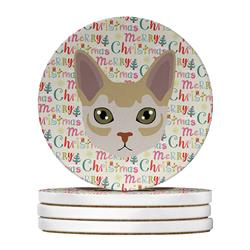 WDK2382RCS4 4 x 4 in. Unisex Singapura Cat Christmas Large Sandstone Coasters - Pack of 4