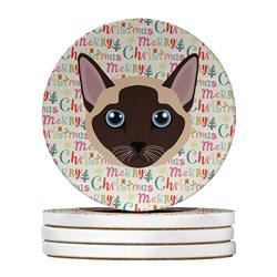 WDK2390RCS4 4 x 4 in. Unisex Tonkinese Cat Christmas Large Sandstone Coasters - Pack of 4
