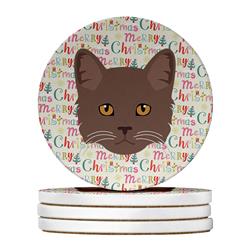 WDK2395RCS4 4 x 4 in. Unisex York Chocolate Cat Christmas Large Sandstone Coasters - Pack of 4