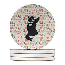 4 x 4 in. Unisex American Polydactyl Cat Christmas Large Sandstone Coasters - Pack of 4