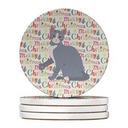 4 x 4 in. Unisex American Polydactyl No.2 Cat Christmas Large Sandstone Coasters - Pack of 4