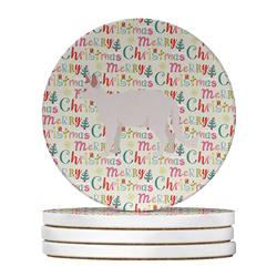 4 x 4 in. Unisex White Devon Rex Cat Christmas Large Sandstone Coasters - Pack of 4