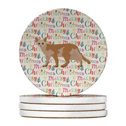 4 x 4 in. Unisex Devon Rex No.3 Cat Christmas Large Sandstone Coasters - Pack of 4