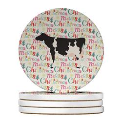 WDK2667RCS4 4 x 4 in. Unisex Holstein Cow Christmas Large Sandstone Coasters - Pack of 4
