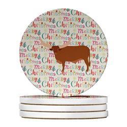WDK2668RCS4 4 x 4 in. Unisex Ankole-Watusu Cow Christmas Large Sandstone Coasters - Pack of 4