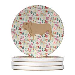 WDK2671RCS4 4 x 4 in. Unisex Charolais Cow Christmas Large Sandstone Coasters - Pack of 4