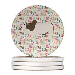 WDK2675RCS4 4 x 4 in. Unisex Malvi Cow Christmas Large Sandstone Coasters - Pack of 4