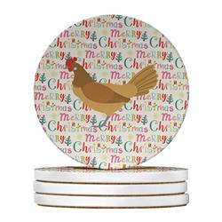 WDK2677RCS4 4 x 4 in. Unisex Frisian Friesian Chicken Christmas Large Sandstone Coasters - Pack of 4