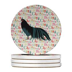 WDK2678RCS4 4 x 4 in. Unisex Sumatra Chicken Christmas Large Sandstone Coasters - Pack of 4