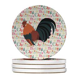 4 x 4 in. Unisex Dutch Bantam Chicken Christmas Large Sandstone Coasters - Pack of 4