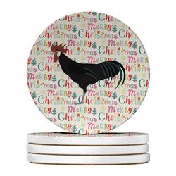 4 x 4 in. Unisex Minorca Ctalalan Chicken Christmas Large Sandstone Coasters - Pack of 4