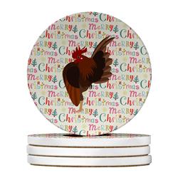 WDK2687RCS4 4 x 4 in. Unisex Malaysian Serama Chicken Christmas Large Sandstone Coasters - Pack of 4