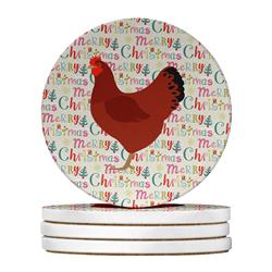 WDK2688RCS4 4 x 4 in. Unisex New Hampshire Red Chicken Christmas Large Sandstone Coasters - Pack of 4