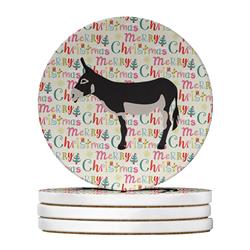 WDK2689RCS4 4 x 4 in. Unisex American Mammoth Jack Donkey Christmas Large Sandstone Coasters - Pack of 4