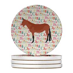 4 x 4 in. Unisex Mule Christmas Large Sandstone Coasters - Pack of 4