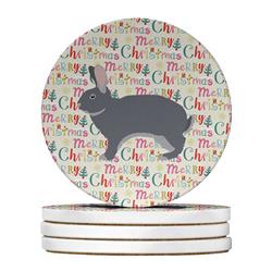 WDK2811RCS4 4 x 4 in. Unisex Giant Chinchilla Rabbit Christmas Large Sandstone Coasters - Pack of 4