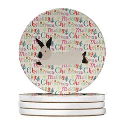 4 x 4 in. Unisex California White Rabbit Christmas Large Sandstone Coasters - Pack of 4