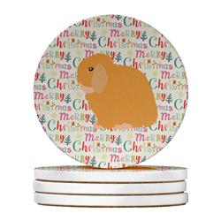 WDK2813RCS4 4 x 4 in. Unisex Holland Lop Rabbit Christmas Large Sandstone Coasters - Pack of 4