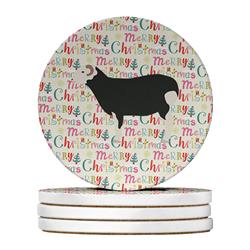 WDK2815RCS4 4 x 4 in. Unisex Herwick Sheep Christmas Large Sandstone Coasters - Pack of 4