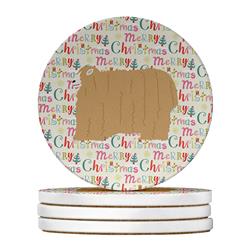 4 x 4 in. Unisex Lincoln Longwool Sheep Christmas Large Sandstone Coasters - Pack of 4