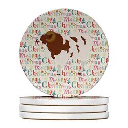 WDK2820RCS4 4 x 4 in. Unisex Jacob Sheep Christmas Large Sandstone Coasters - Pack of 4