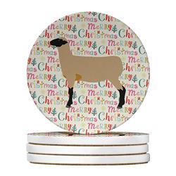 4 x 4 in. Unisex Hampshire Down Sheep Christmas Large Sandstone Coasters - Pack of 4