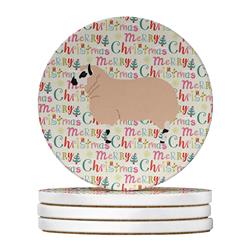 WDK2824RCS4 4 x 4 in. Unisex Kerry Hill Sheep Christmas Large Sandstone Coasters - Pack of 4