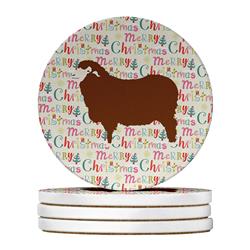 WDK2826RCS4 4 x 4 in. Unisex Merino Sheep Christmas Large Sandstone Coasters - Pack of 4