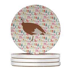 4 x 4 in. Unisex Jersey Buff Turkey Hen Christmas Large Sandstone Coasters - Pack of 4