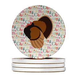 WDK2831RCS4 4 x 4 in. Unisex Bronze Turkey Christmas Large Sandstone Coasters - Pack of 4