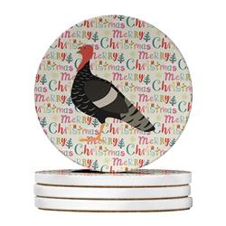 WDK2832RCS4 4 x 4 in. Unisex Marragansett Turkey Christmas Large Sandstone Coasters - Pack of 4