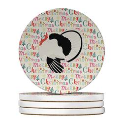 WDK2833RCS4 4 x 4 in. Unisex Royal Palm Turkey Christmas Large Sandstone Coasters - Pack of 4
