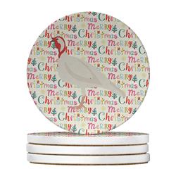 WDK2834RCS4 4 x 4 in. Unisex Beltsville Small White Turkey Hen Christmas Large Sandstone Coasters - Pack of 4