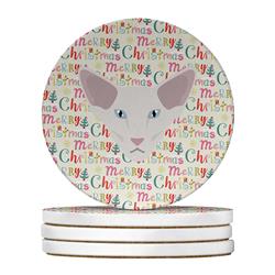 WDK2359RCS4 4 x 4 in. Unisex Oriental Longhair Cat Christmas Large Sandstone Coasters - Pack of 4