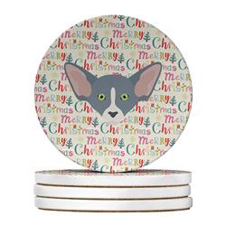 WDK2365RCS4 4 x 4 in. Unisex Peterbald Cat Christmas Large Sandstone Coasters - Pack of 4