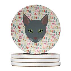 WDK2368RCS4 4 x 4 in. Unisex Raas Cat Christmas Large Sandstone Coasters - Pack of 4