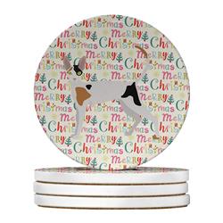 4 x 4 in. Unisex Cornish Rex Cat Christmas Large Sandstone Coasters - Pack of 4