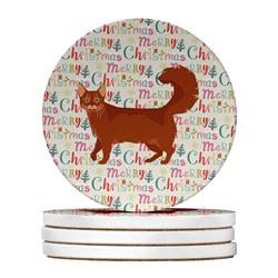 WDK2645RCS4 4 x 4 in. Unisex Somali Cat Christmas Large Sandstone Coasters - Pack of 4