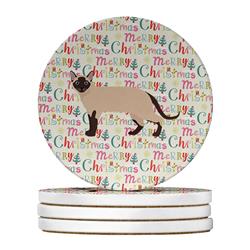 WDK2652RCS4 4 x 4 in. Unisex Tonkinese Cat Christmas Large Sandstone Coasters - Pack of 4
